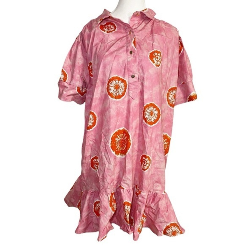 Never a Wallflower Pink and Orange Tie Dye Mini Dress